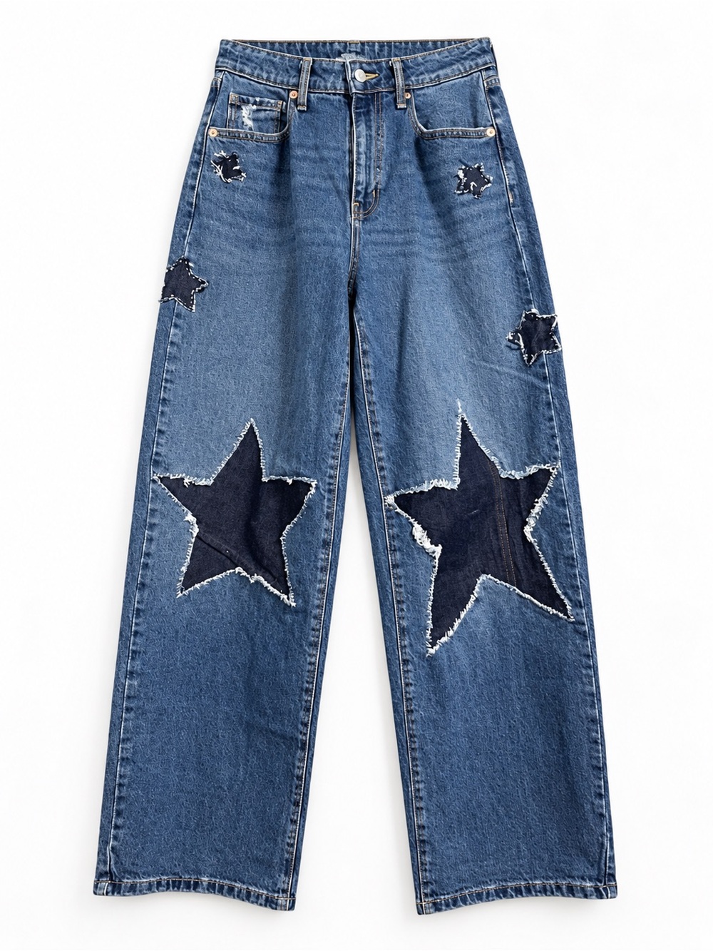 Wild Fable High-Rise Baggy Wide-Leg Star Patch Jeans Size 4/27R